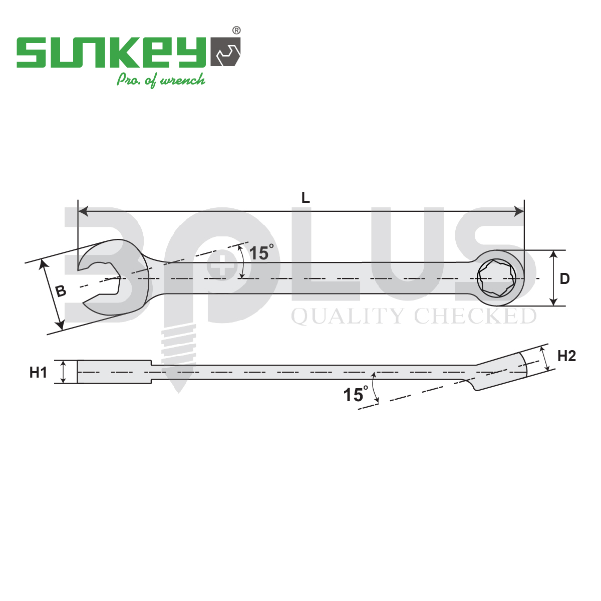 Sunkey ประแจแหวนข้าง-ปากตาย Quick/Vortex ชุด 12 ชิ้น (8 - 19 มม.)