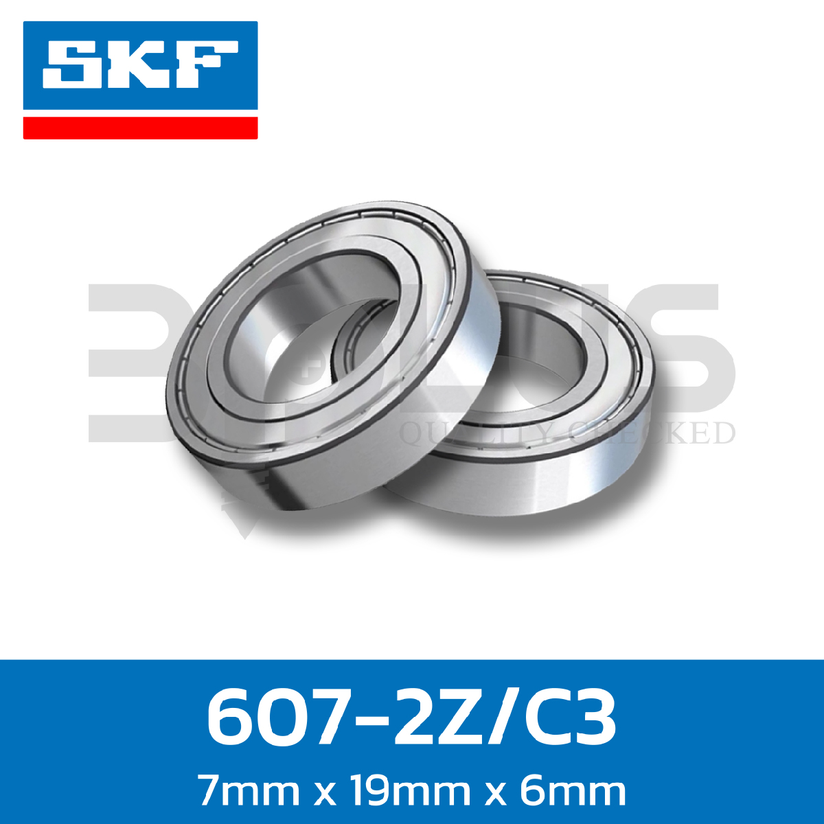 ตลับลูกปืน SKF เม็ดกลมร่องเดียว แผ่นยางสองด้าน 608-2RSH/C3