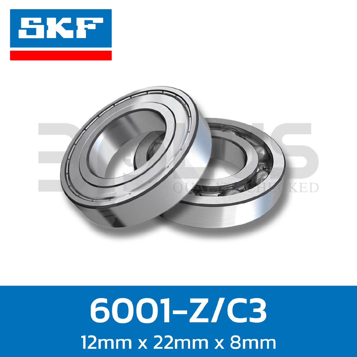 ตลับลูกปืน SKF เม็ดกลมร่องเดียว ฝาเหล็กหนึ่งด้าน 6001-Z/C3