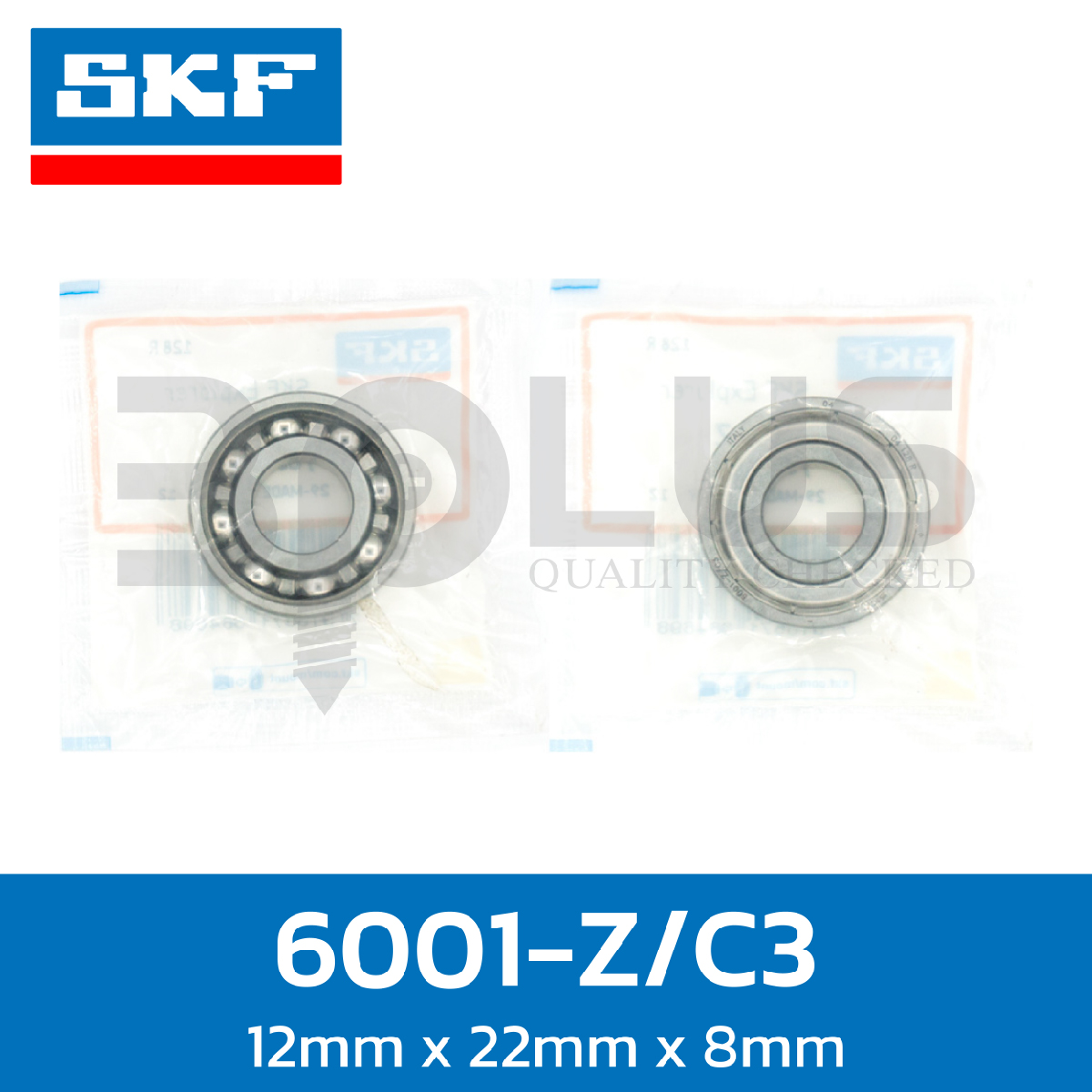 ตลับลูกปืน SKF เม็ดกลมร่องเดียว ฝาเหล็กหนึ่งด้าน 6001-Z/C3