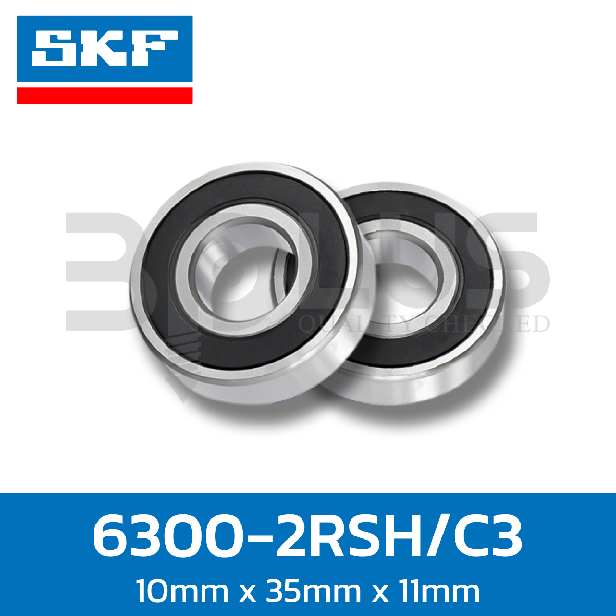 ตลับลูกปืน SKF เม็ดกลมร่องเดียว แผ่นยางสองด้าน 6302-2RSH/C3