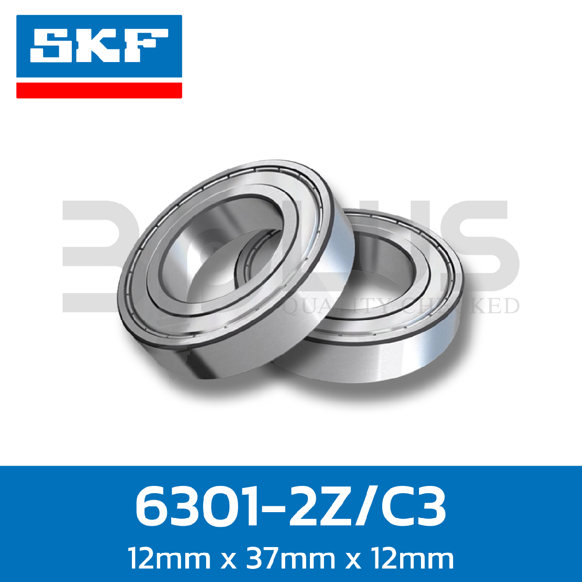 ตลับลูกปืน SKF เม็ดกลมร่องเดียว แผ่นยางสองด้าน 6302-2RSH/C3